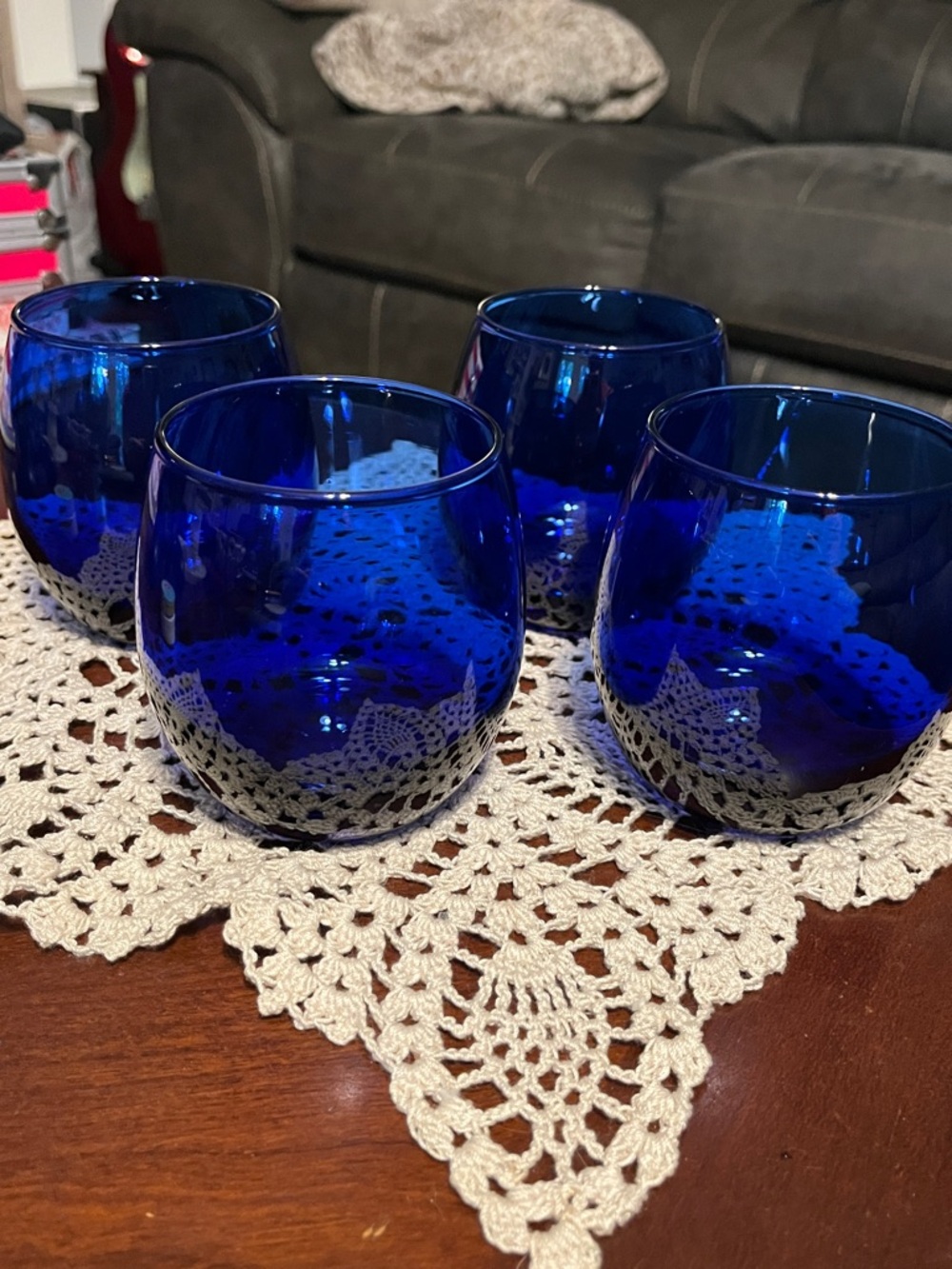 Cobalt Blue Stemless Wine Glasses